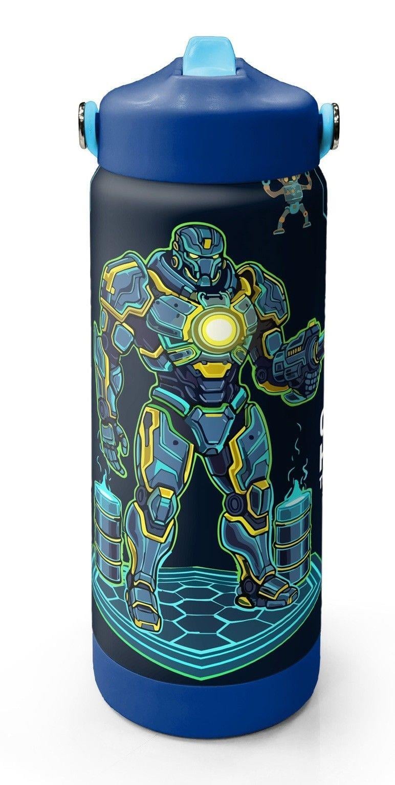 Coral High 650 ml Erkek Çocuk Lacivert Robot Baskılı Çelik Suluk/Matara (Pipetli) 38328