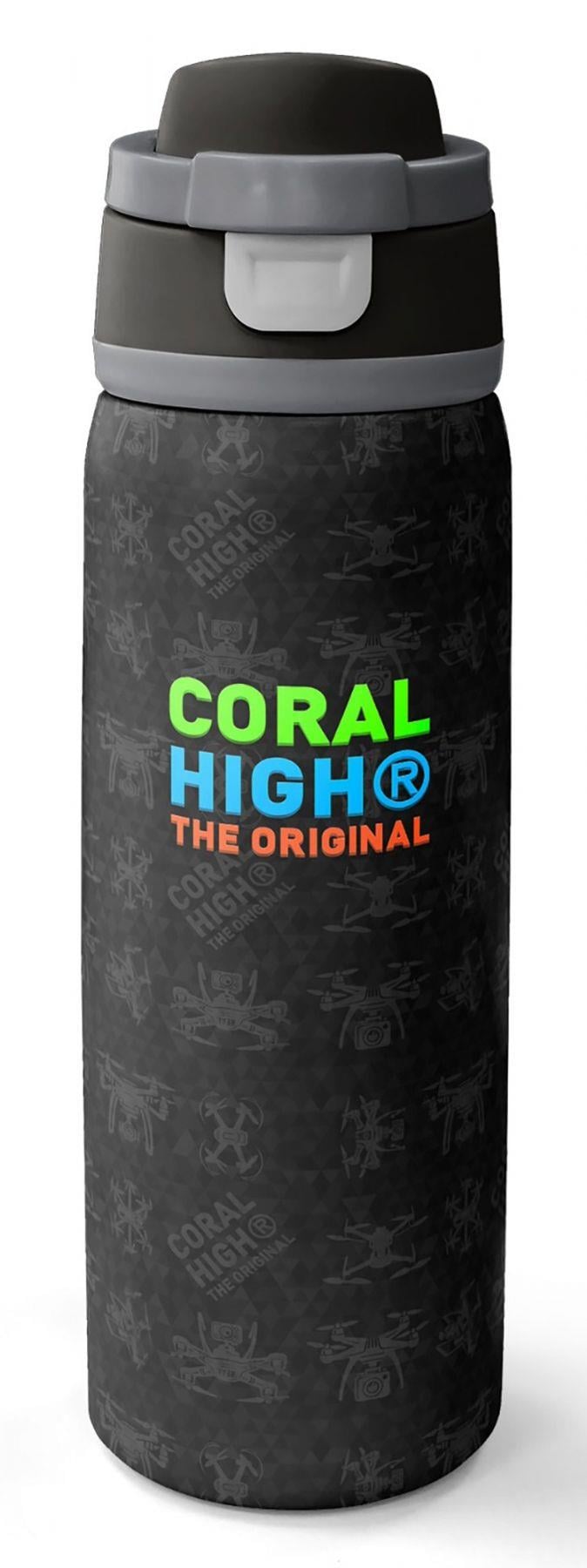 Coral High 800 ml Erkek Çocuk Drone Pilotu Siyah Baskılı Pipetli ve Direkt İçim Çelik Termos/Matara - 38551