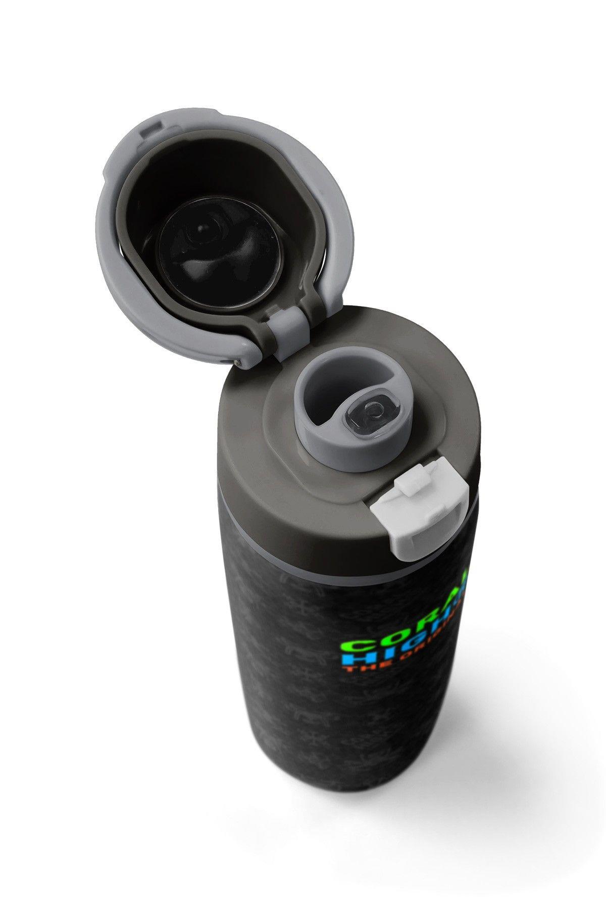 Coral High 800 ml Erkek Çocuk Drone Pilotu Siyah Baskılı Pipetli ve Direkt İçim Çelik Termos/Matara - 38551