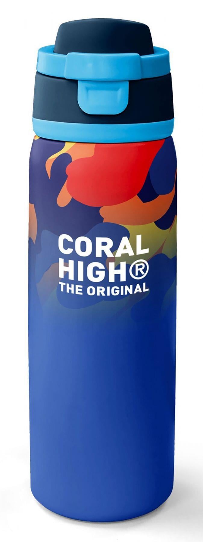 Coral High 800 ml Erkek Çocuk Mavi Çok Renkli Kamuflaj Desenli Pipetli ve Direkt İçim Çelik Termos/Matara - 38517