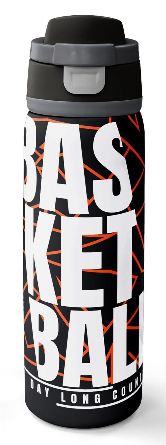 Coral High 800 ml Erkek Çocuk Siyah Basketbol Baskılı Pipetli ve Direkt İçim Çelik Termos/Matara - 38528