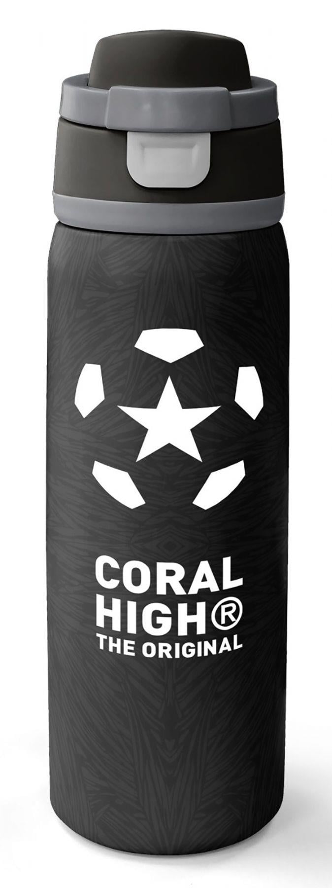 Coral High 800 ml Erkek Çocuk Siyah Beyaz Futbol Baskılı Pipetli ve Direkt İçim Çelik Termos/Matara - 38558