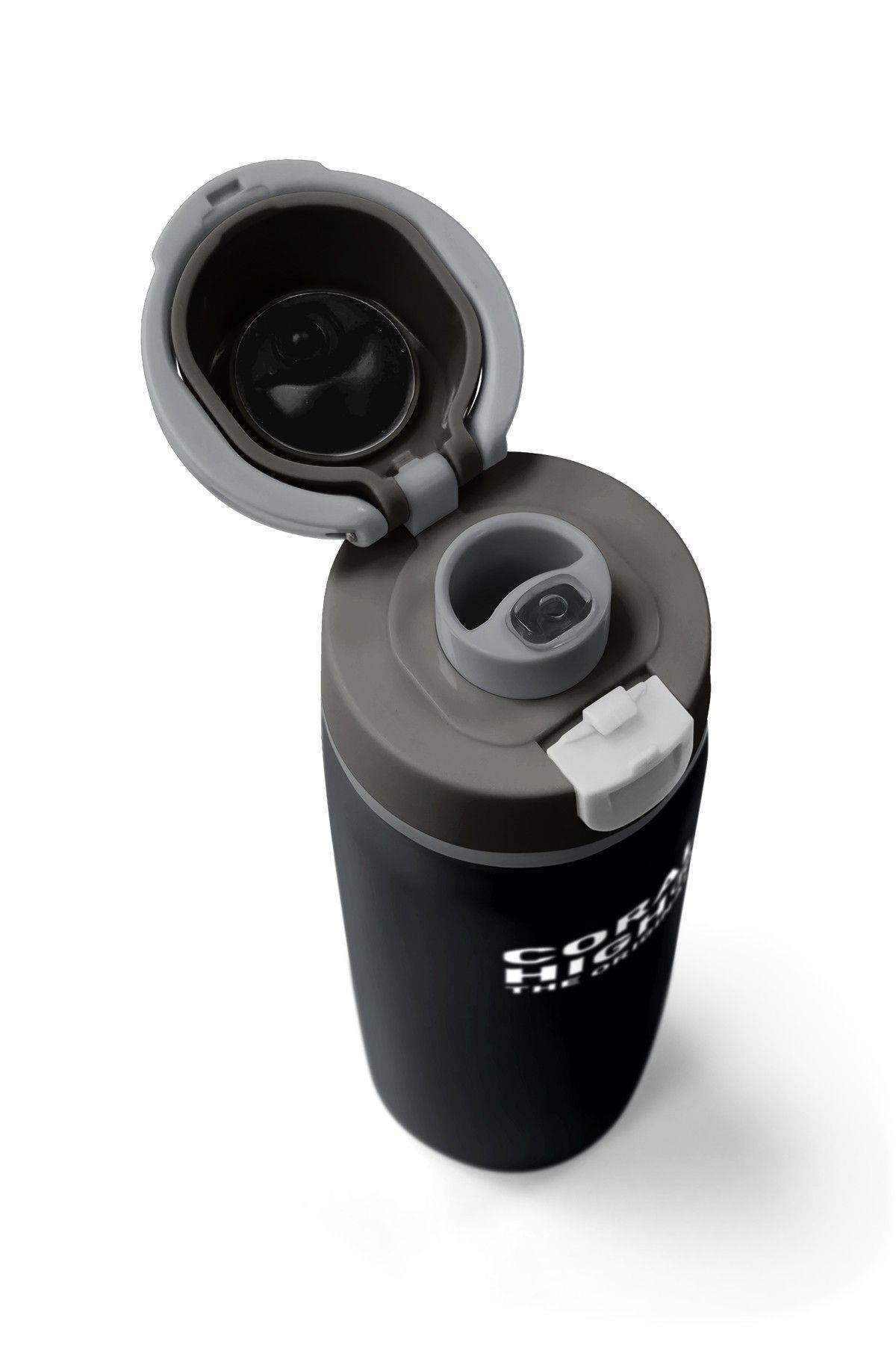 Coral High 800 ml Erkek Çocuk Siyah Gri Pipetli ve Direkt İçim Çelik Termos/Matara - 38518