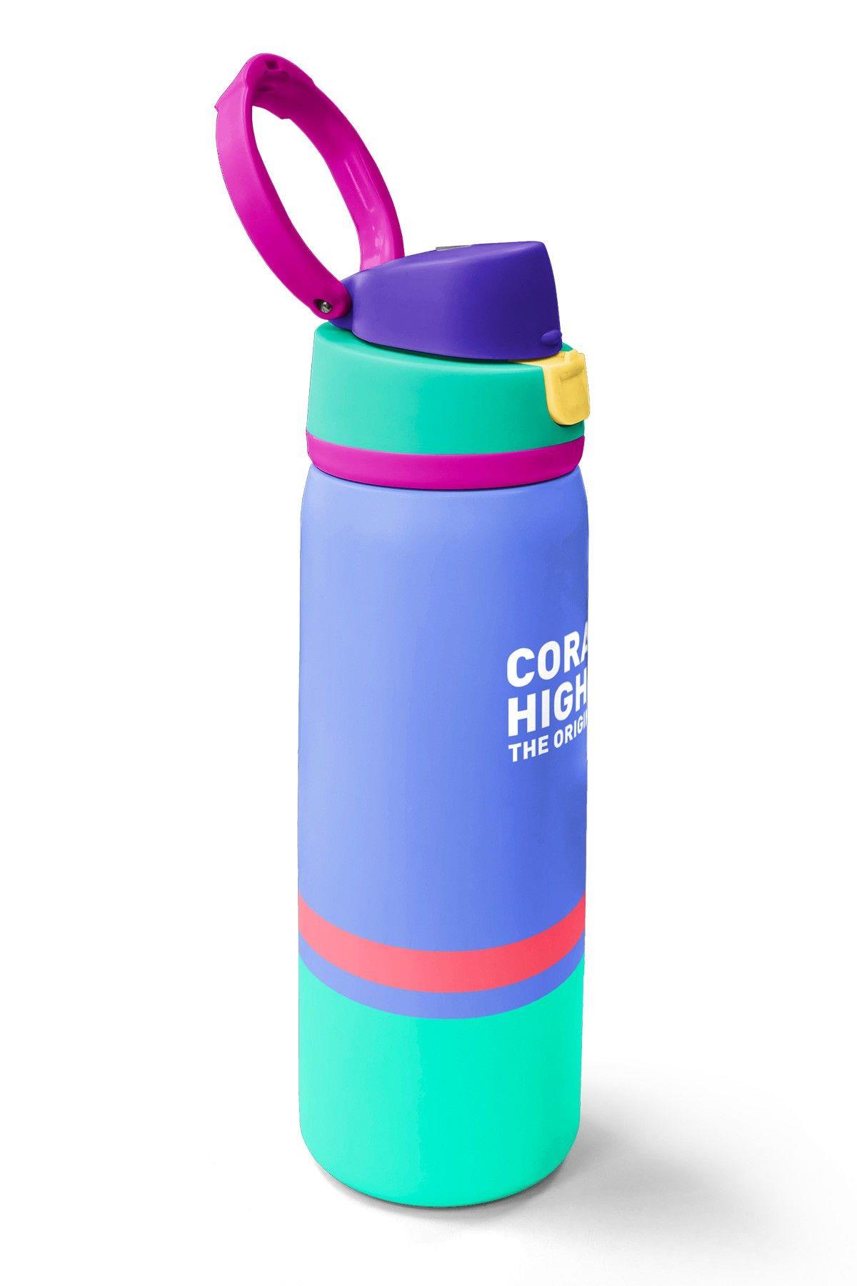 Coral High 800 ml Kız Çocuk Derin Mavi Renkli Pipetli ve Direkt İçim Çelik Termos/Matara - 38530