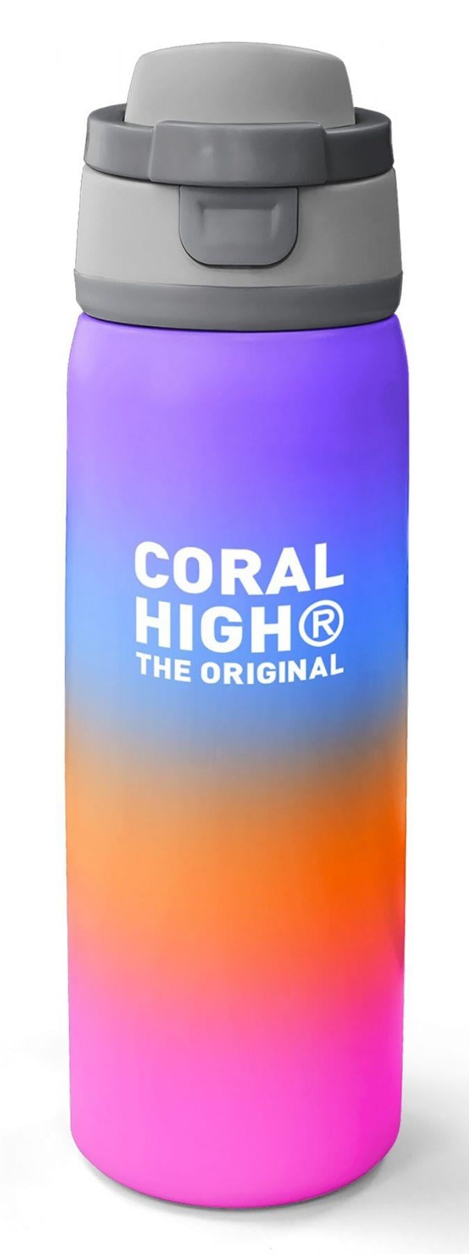 Coral High 800 ml Kız Çocuk Turuncu Mor Renk Geçişli Pipetli ve Direkt İçim Çelik Termos/Matara - 38536