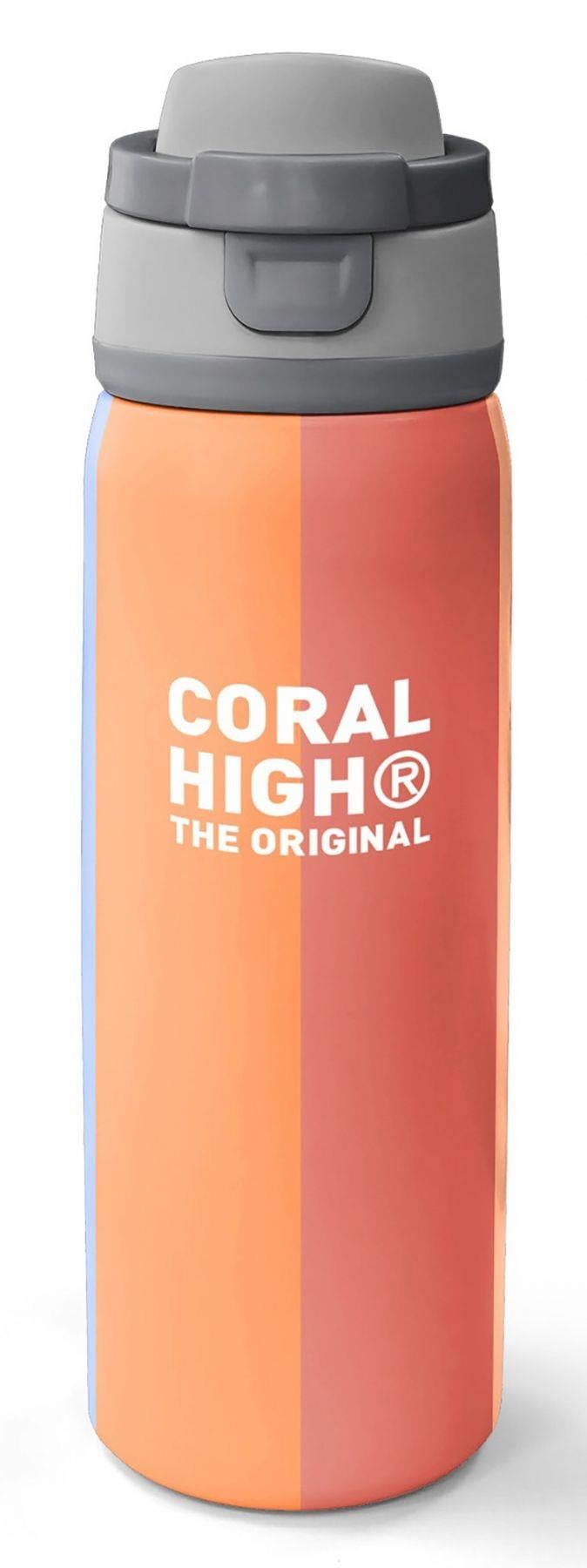 Coral High 800 ml Kız Çocuk Turuncu Sarı Mavi Renkli Çizgili Pipetli ve Direkt İçim Çelik Termos/Matara - 38540