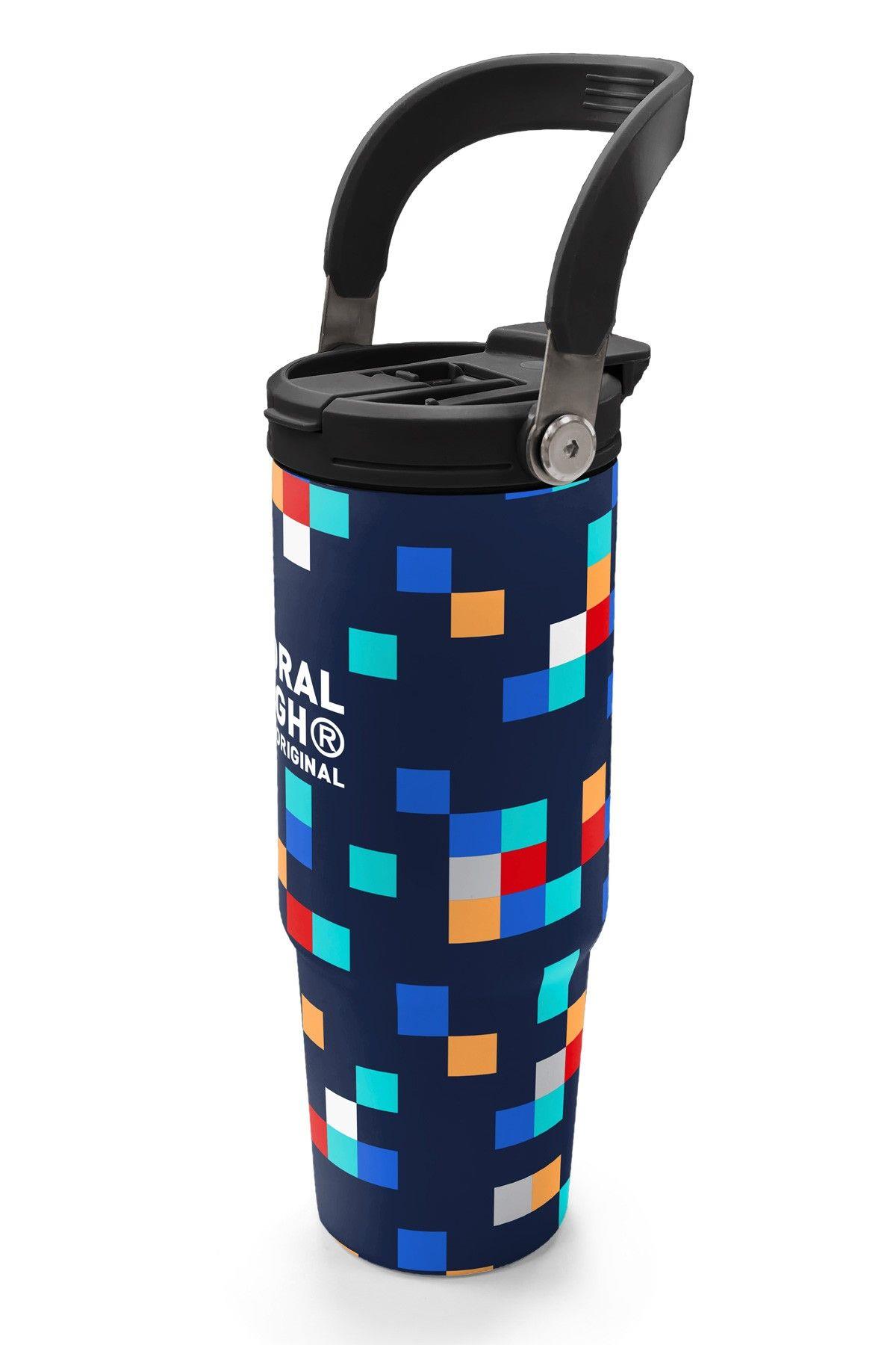 Coral High 900 ml Erkek Çocuk Lacivert Çok Renli Geometrik Desenler Çelik Termos /Matara - 38707