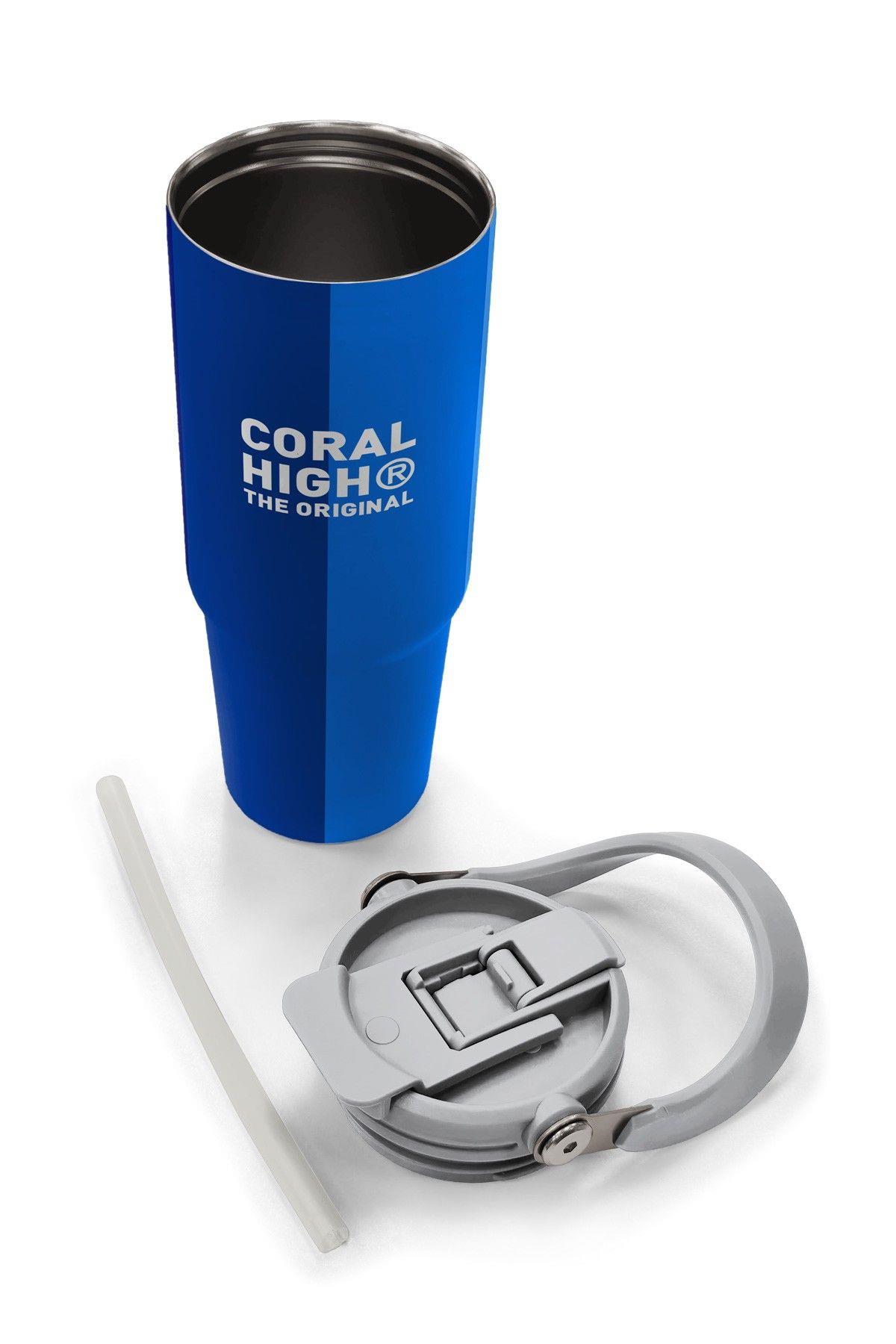 Coral High 900 ml Erkek Çocuk Lacivert Mavi Renk Geçişli Çizgili Çelik Termos /Matara - 38748