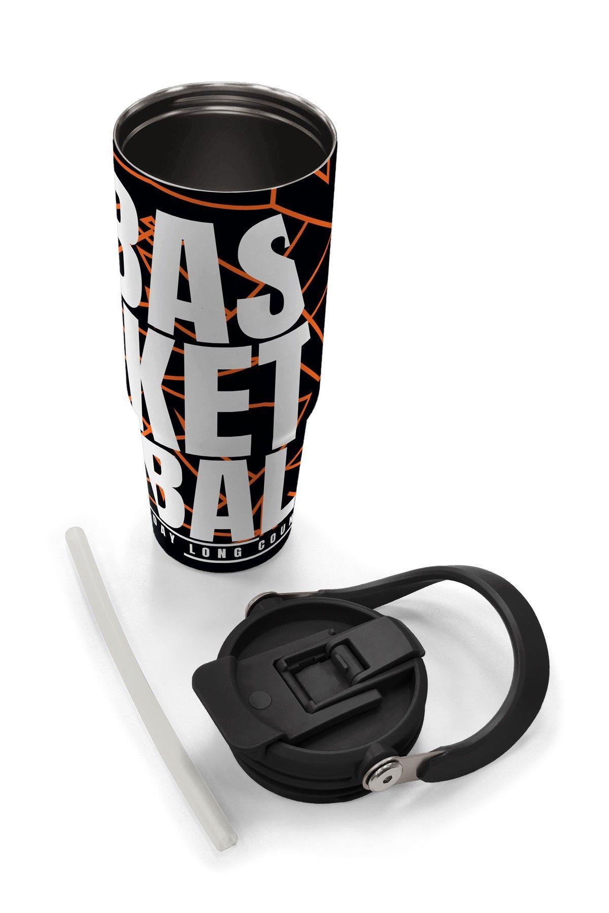 Coral High 900 ml Erkek Çocuk Siyah Basketbol Baskılı Çelik Termos /Matara - 38743