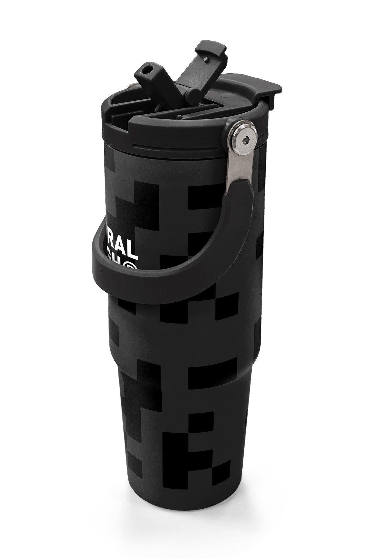 Coral High 900 ml Erkek Çocuk Siyah Blok Desenli Çelik Termos /Matara - 38720