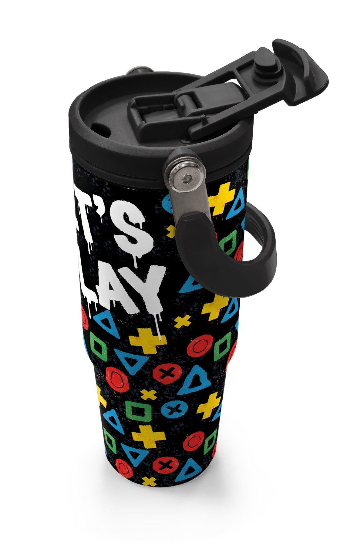Coral High 900 ml Erkek Çocuk Siyah Çok Renkli Lets Play Baskılı Çelik Termos /Matara - 38728