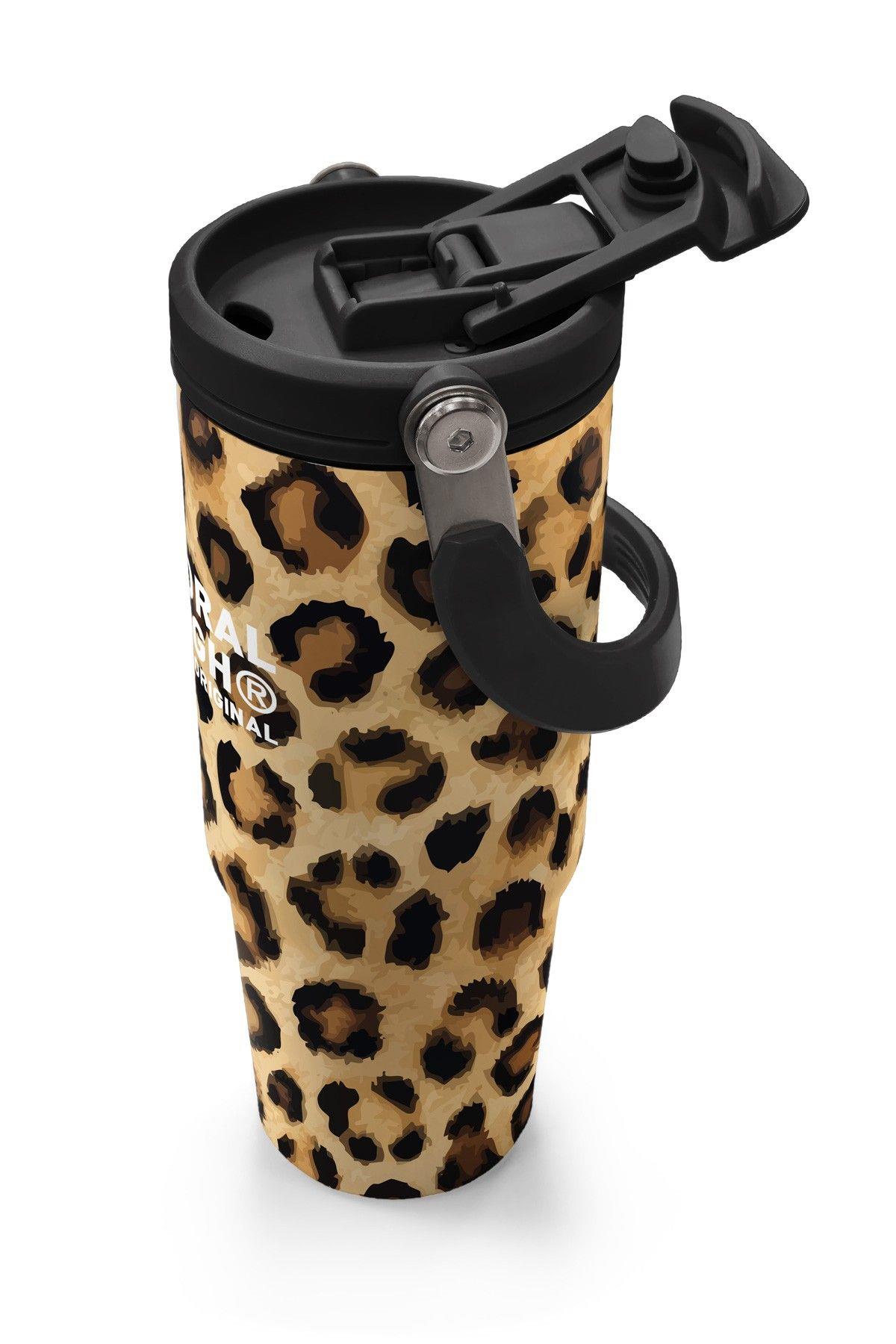 Coral High 900 ml Kız Çocuk Kahverengi Leopar Baskılı Çelik Termos /Matara - 38719