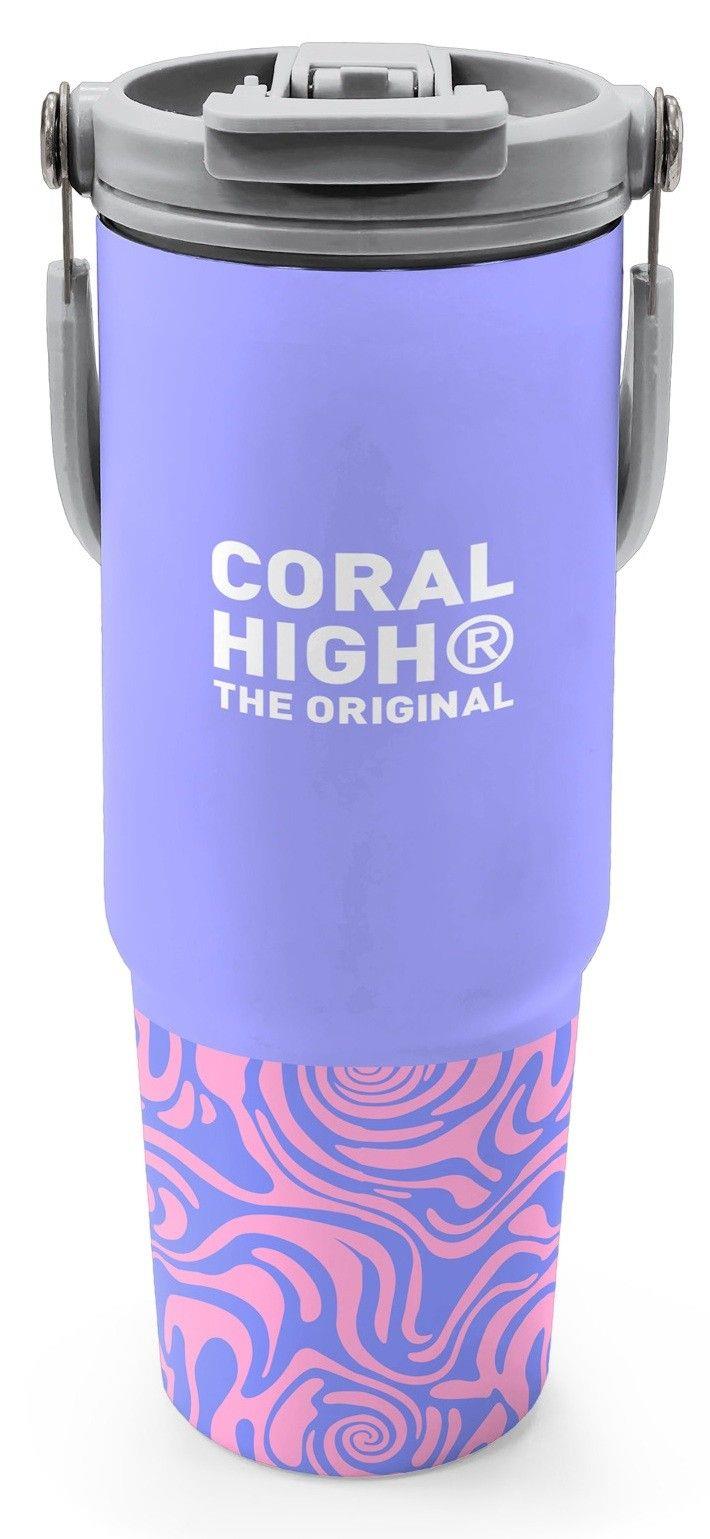 Coral High 900 ml Kız Çocuk Mor Dalga Desenli Çelik Termos /Matara - 38704