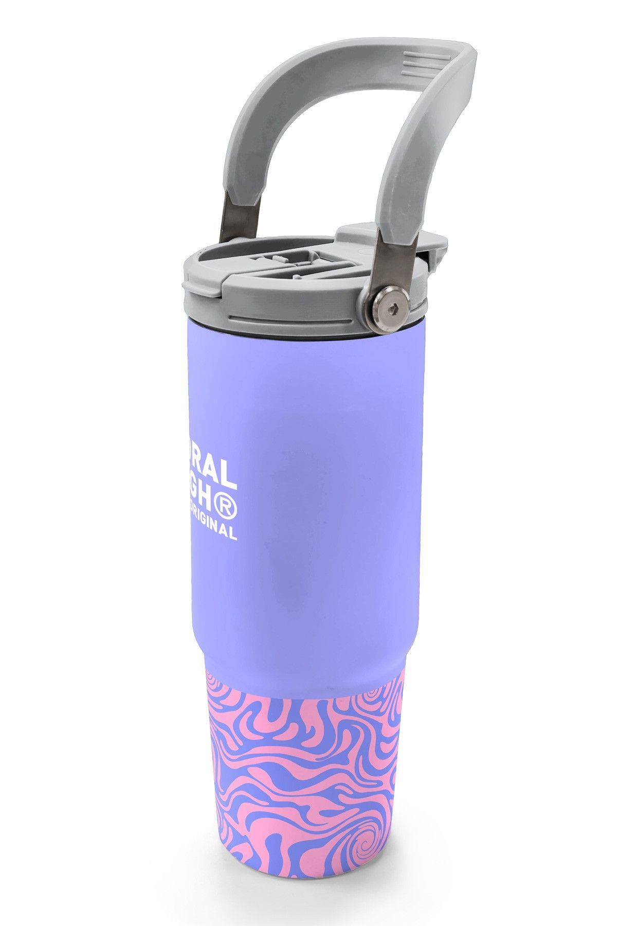 Coral High 900 ml Kız Çocuk Mor Dalga Desenli Çelik Termos /Matara - 38704