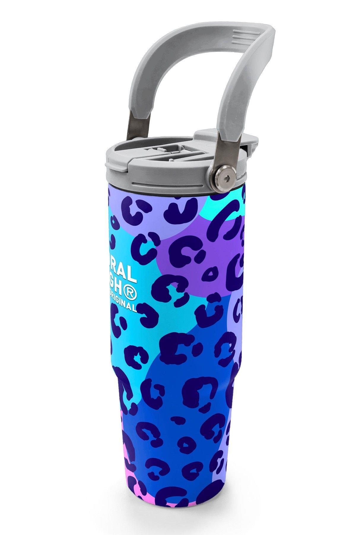Coral High 900 ml Kız Çocuk Mor Leopar Baskılı Çelik Termos /Matara - 38709
