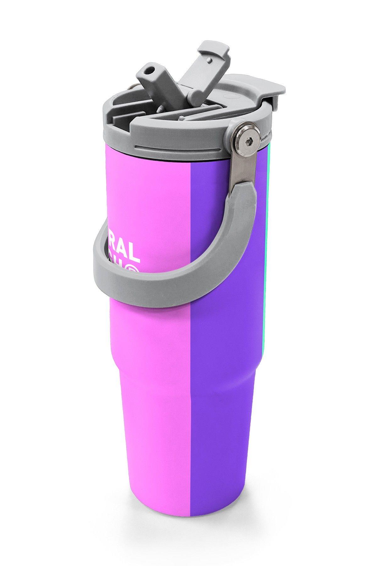 Coral High 900 ml Kız Çocuk Mor Yeşil Pembe Çok Renkli Çelik Termos /Matara - 38716