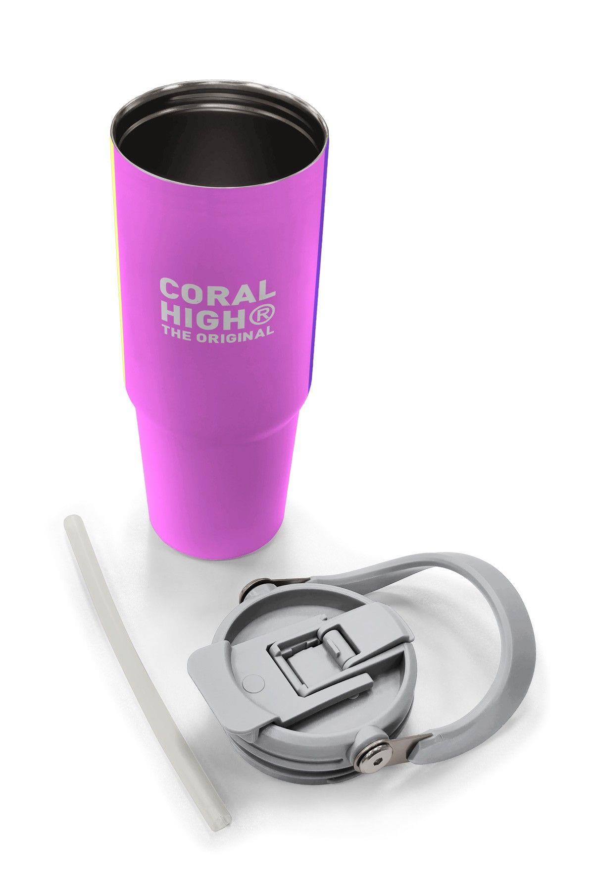 Coral High 900 ml Kız Çocuk Mor Yeşil Pembe Çok Renkli Çelik Termos /Matara - 38716