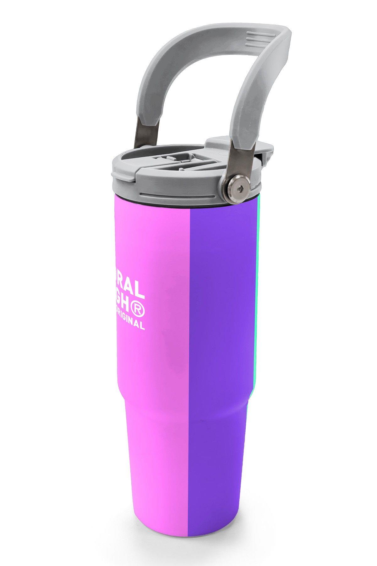 Coral High 900 ml Kız Çocuk Mor Yeşil Pembe Çok Renkli Çelik Termos /Matara - 38716