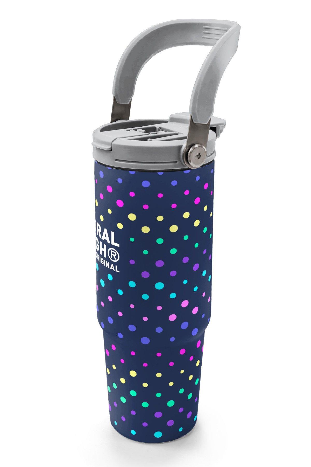 Coral High 900 ml Kız Çocuk Puantiyeli Lacivert Desenli Çelik Termos /Matara - 38714