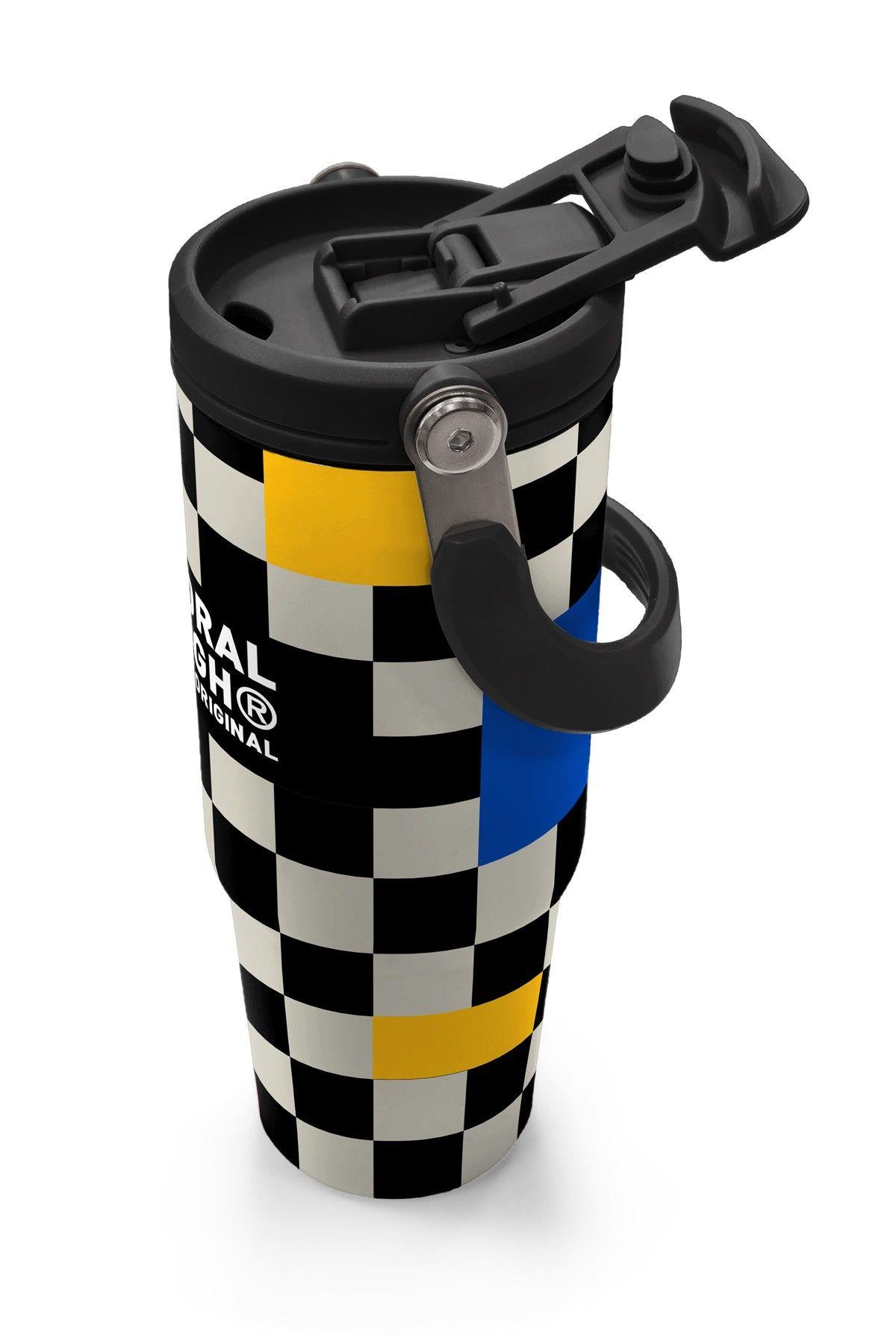 Coral High 900 ml Kız Çocuk Siyah Beyaz Dama Desenli Çelik Termos /Matara - 38703