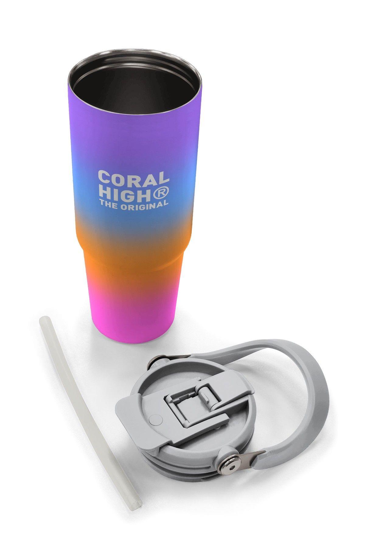 Coral High 900 ml Kız Çocuk Turuncu Mor Renk Geçişli Çelik Termos /Matara - 38715
