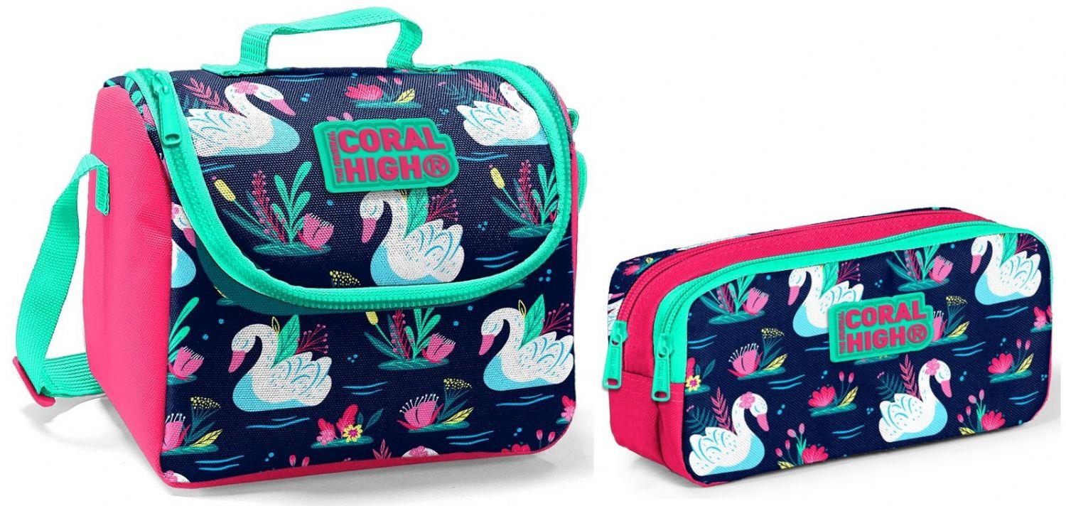 Coral High Beslenme Çantası ve Kalemlik Takım - Narçiçeği - Flamingo