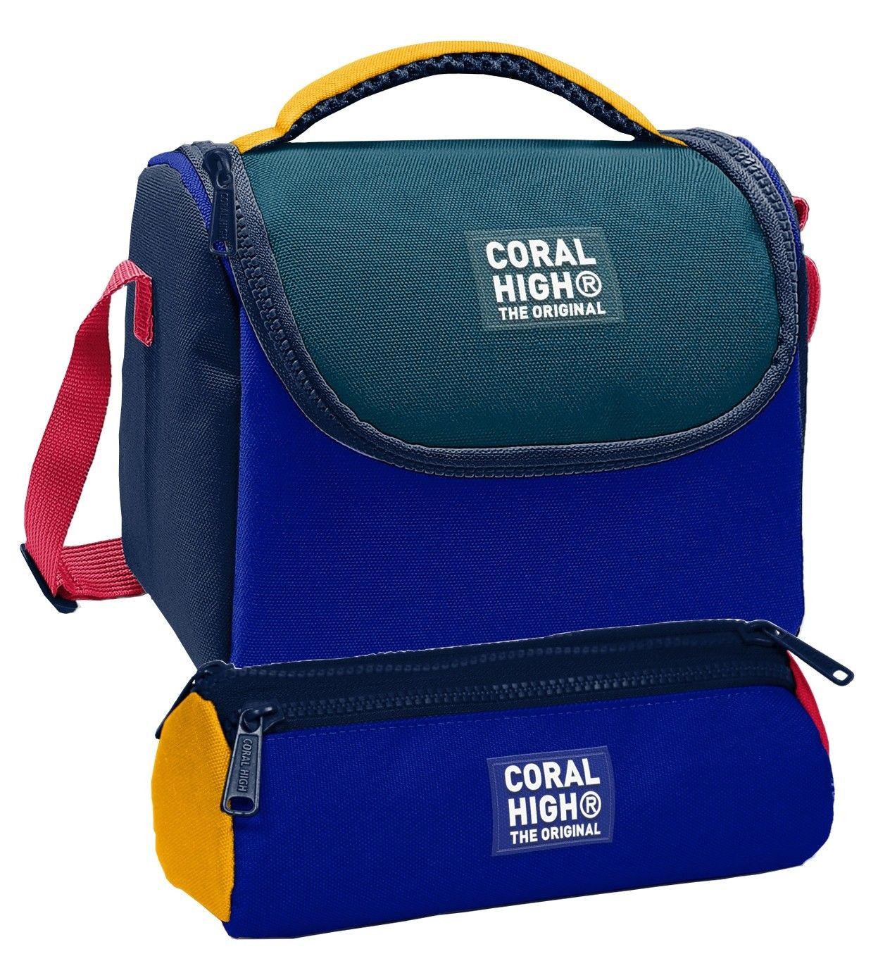 Coral High Beslenme Çantası ve Üç Gözlü Kalemlik Seti - Lacivert Çizgi Desenli Erkek Çocuk 37122