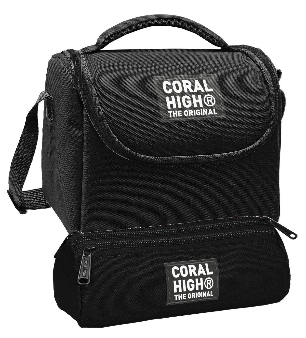 Coral High Beslenme Çantası ve Üç Gözlü Kalemlik Seti - Siyah Gri Erkek Çocuk 37140