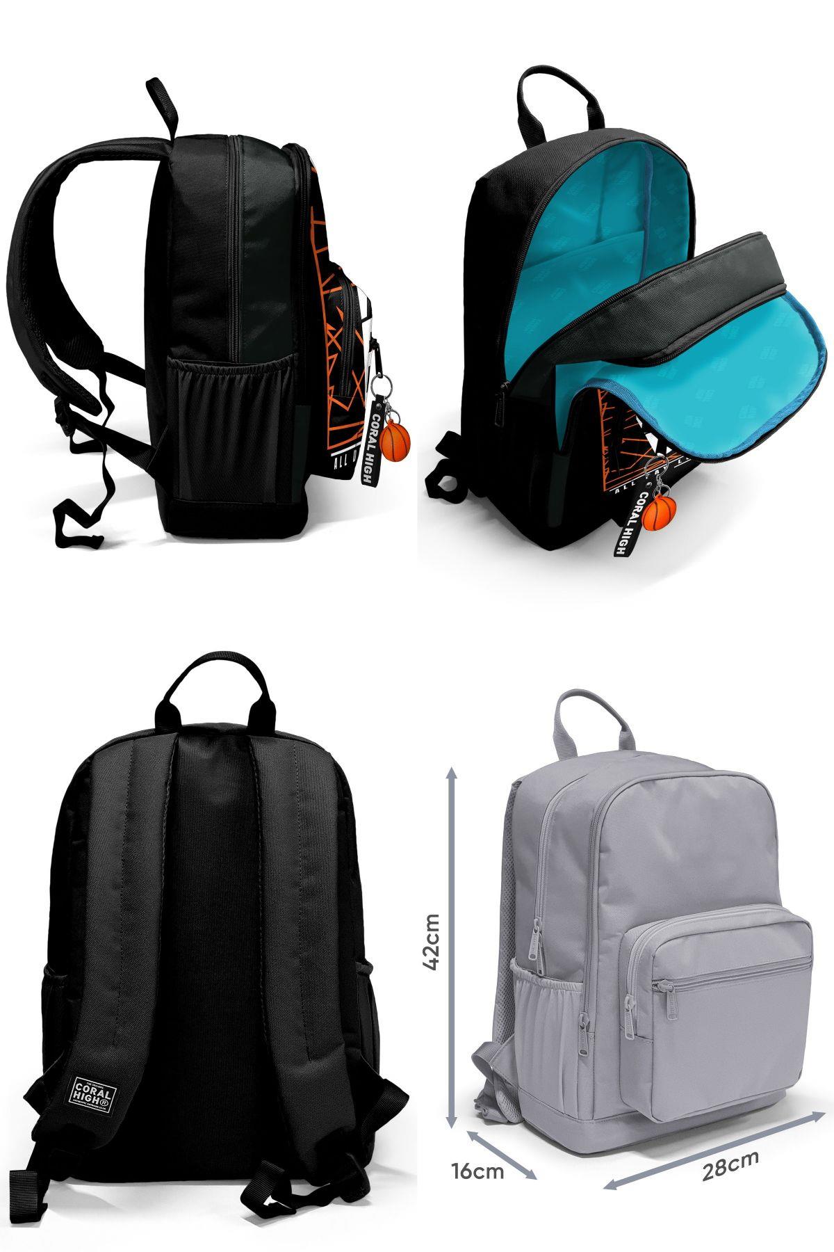 Coral High Beşli İlkokul/Ortaokul Çanta Seti - Siyah Basketbol - Erkek Çocuk