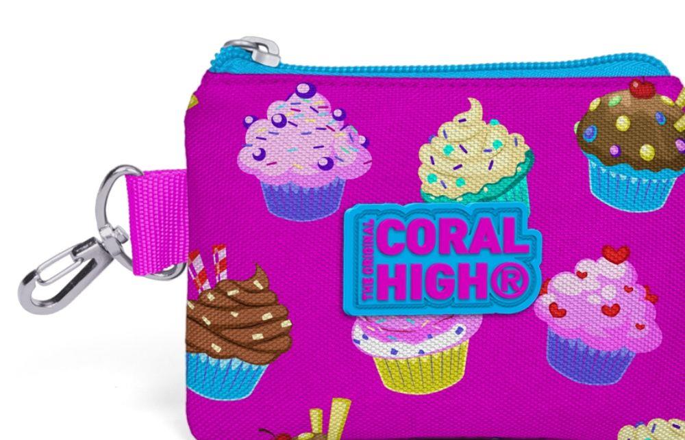 Coral High Cupcake Desenli Bozuk Para Çantası