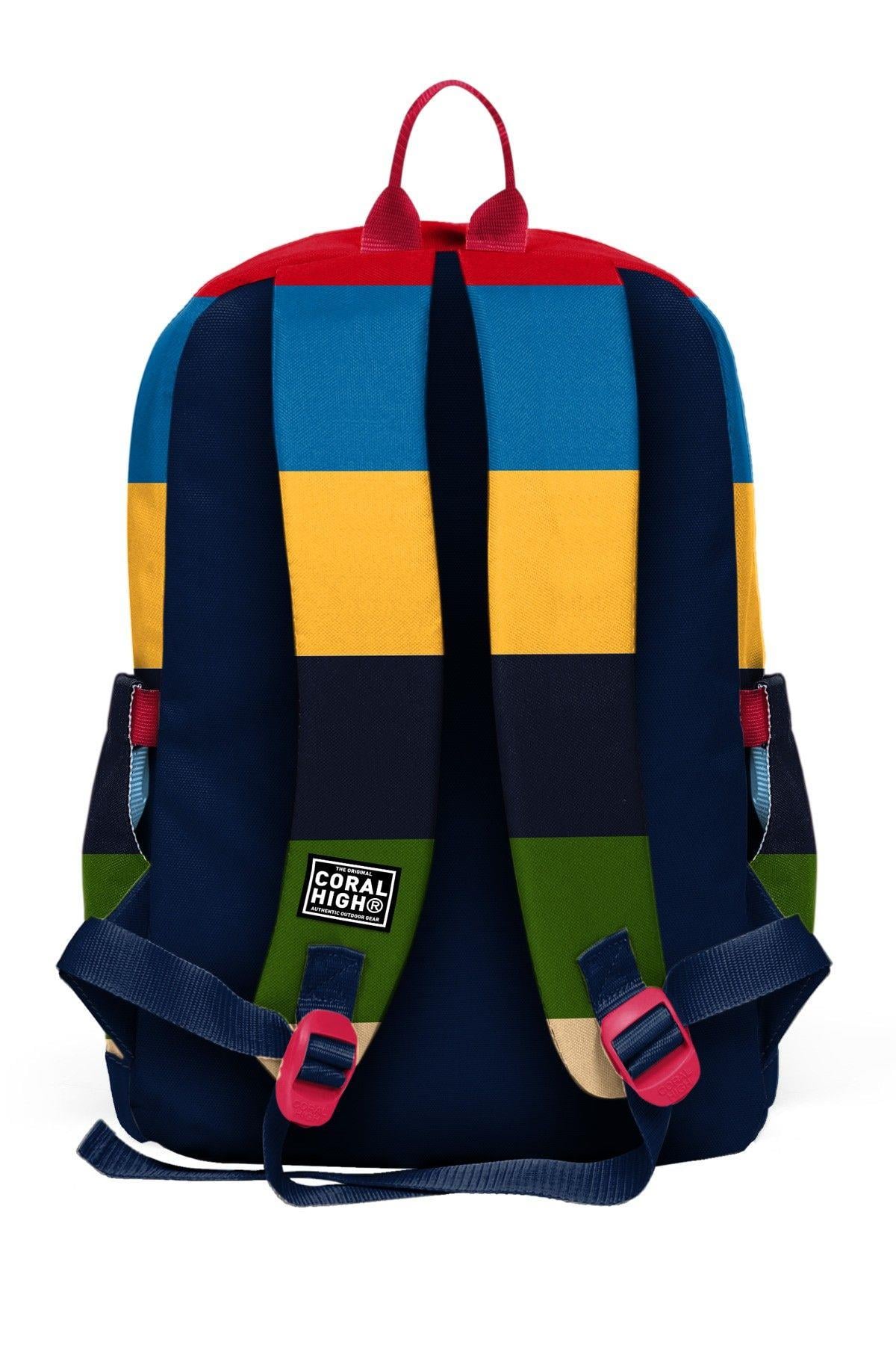 Coral High Erkek Çocuk Çok Renkli Çizgi Desenli İlkokul Sırt Çantası (Dört Bölme) 33212