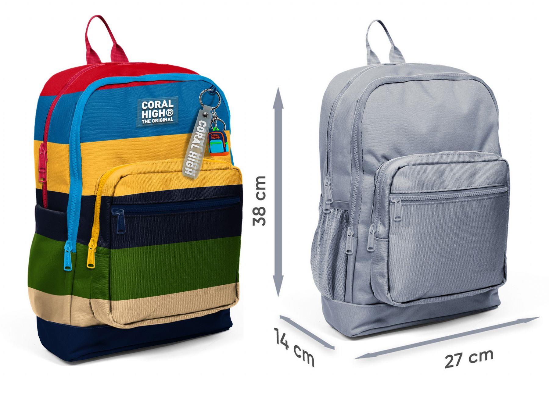 Coral High Erkek Çocuk Çok Renkli Çizgi Desenli İlkokul Sırt Çantası (Dört Bölme) 33212