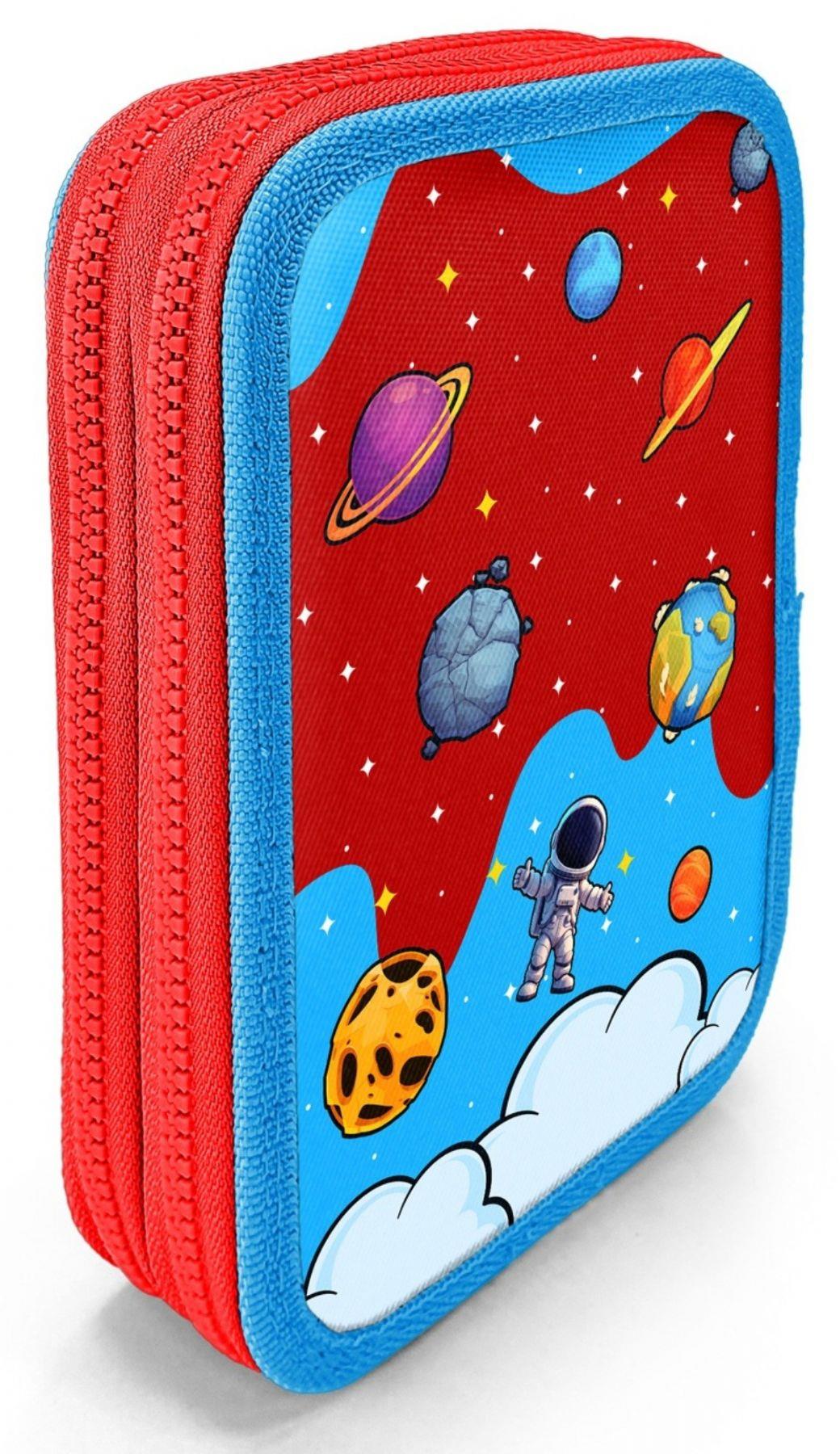 Coral High Erkek Çocuk Kırmızı Mavi Astronot Baskılı Katlı Organizer Kalemlik (Kalem Kutusu) 31113