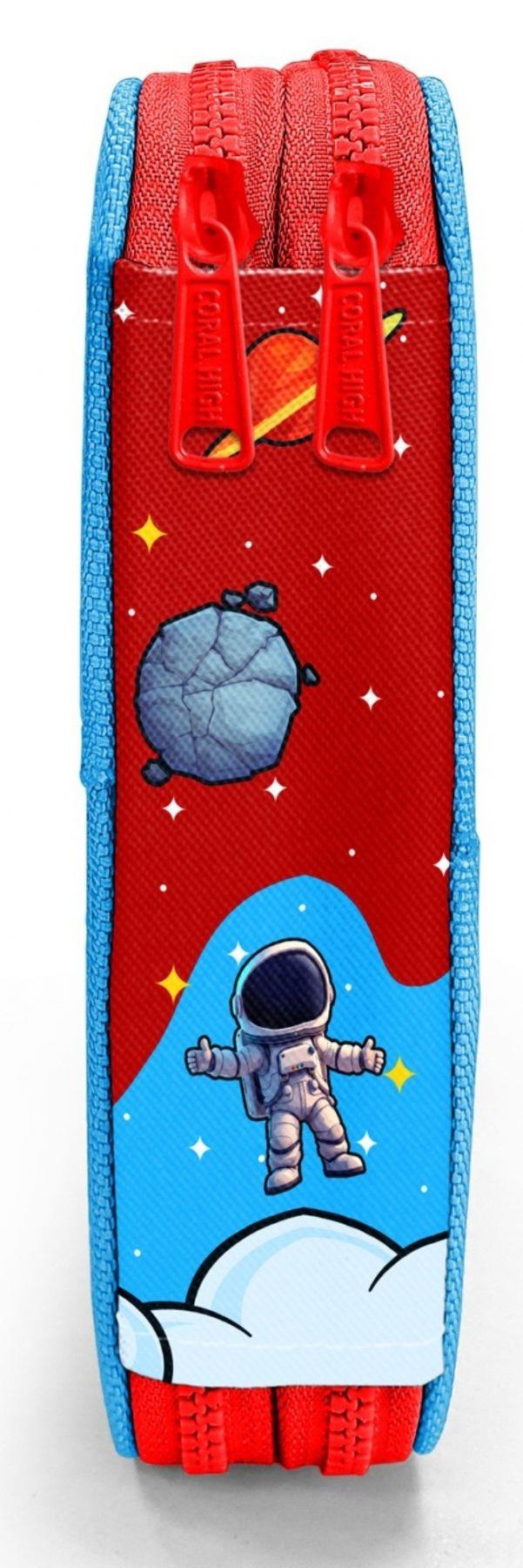 Coral High Erkek Çocuk Kırmızı Mavi Astronot Baskılı Katlı Organizer Kalemlik (Kalem Kutusu) 31113