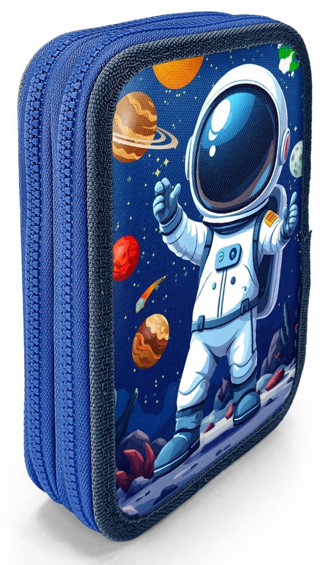 Coral High Erkek Çocuk Lacivert Beyaz Astronot Baskılı Katlı Organizer Kalemlik (Kalem Kutusu) 31116