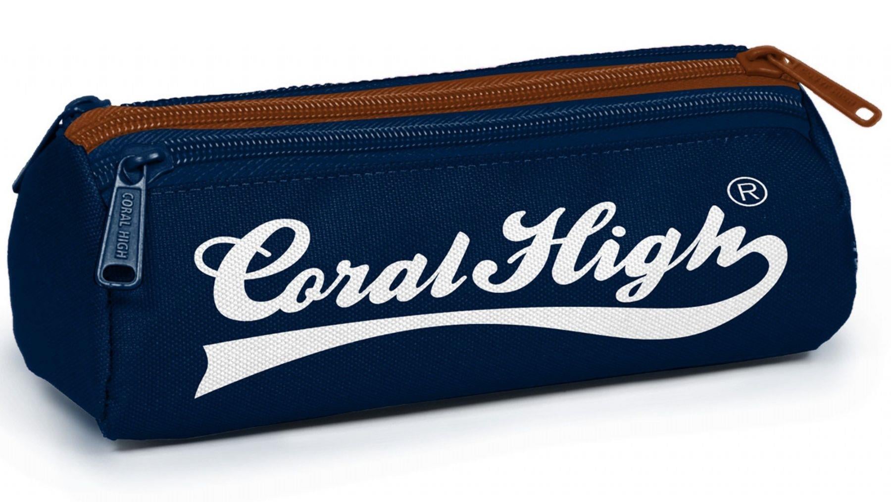 Coral High Erkek Çocuk Lacivert Kahverengi Desenli Üç Gözlü Okul Kalem Çantası 31036