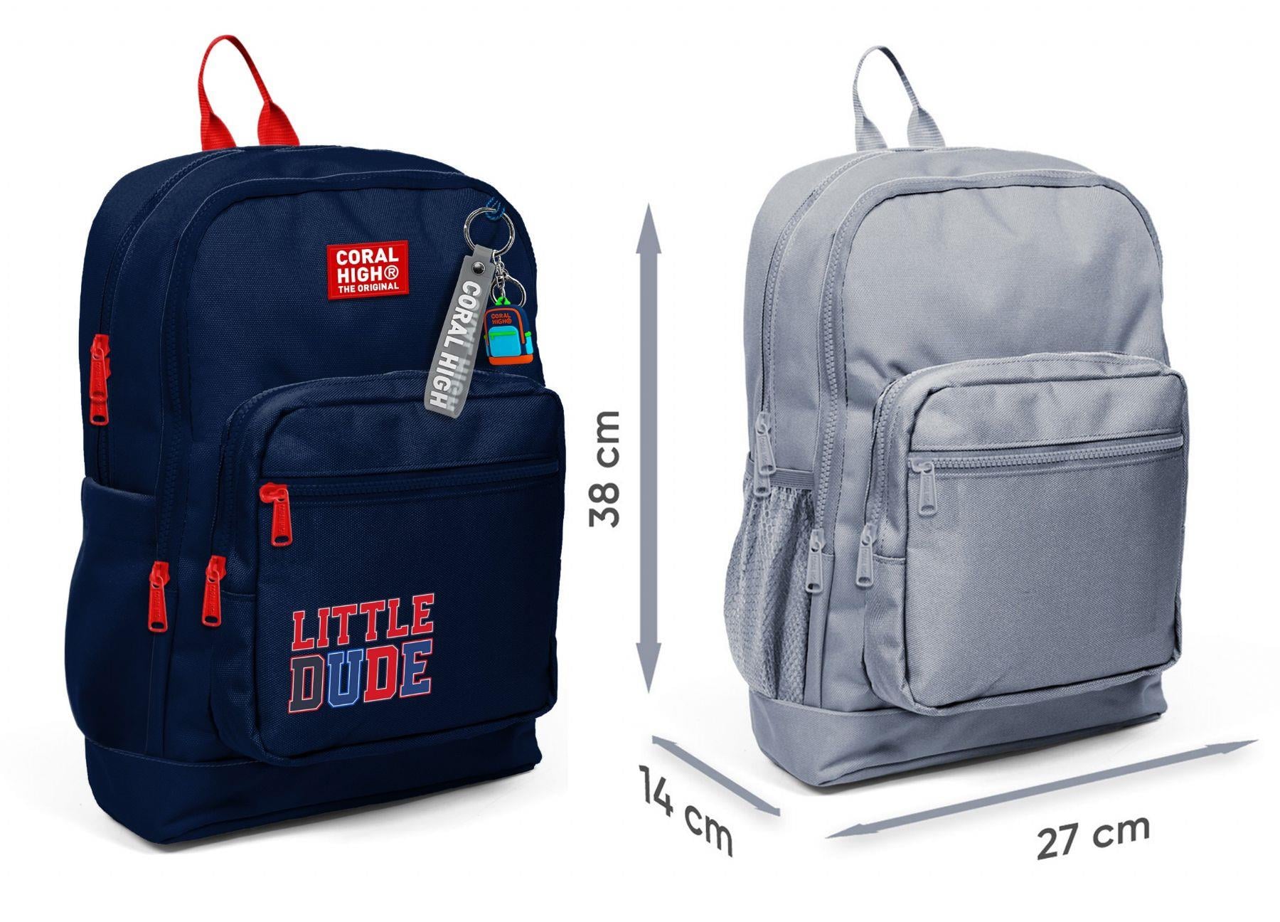 Coral High Erkek Çocuk Lacivert Kırmızı Little Dude Baskılı İlkokul Sırt Çantası (Dört Bölme) 33219