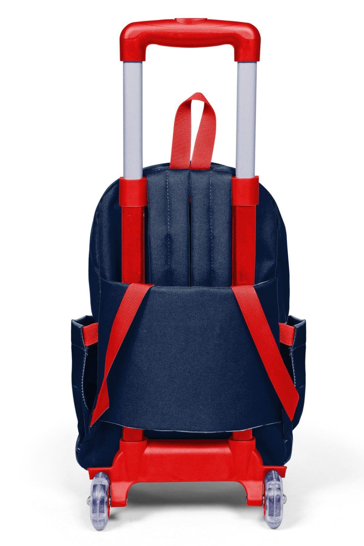Coral High Erkek Çocuk Lacivert Kırmızı Little Dude Baskılı Işıklı Tekerlekli Çekçek Okul Çantası - 34019
