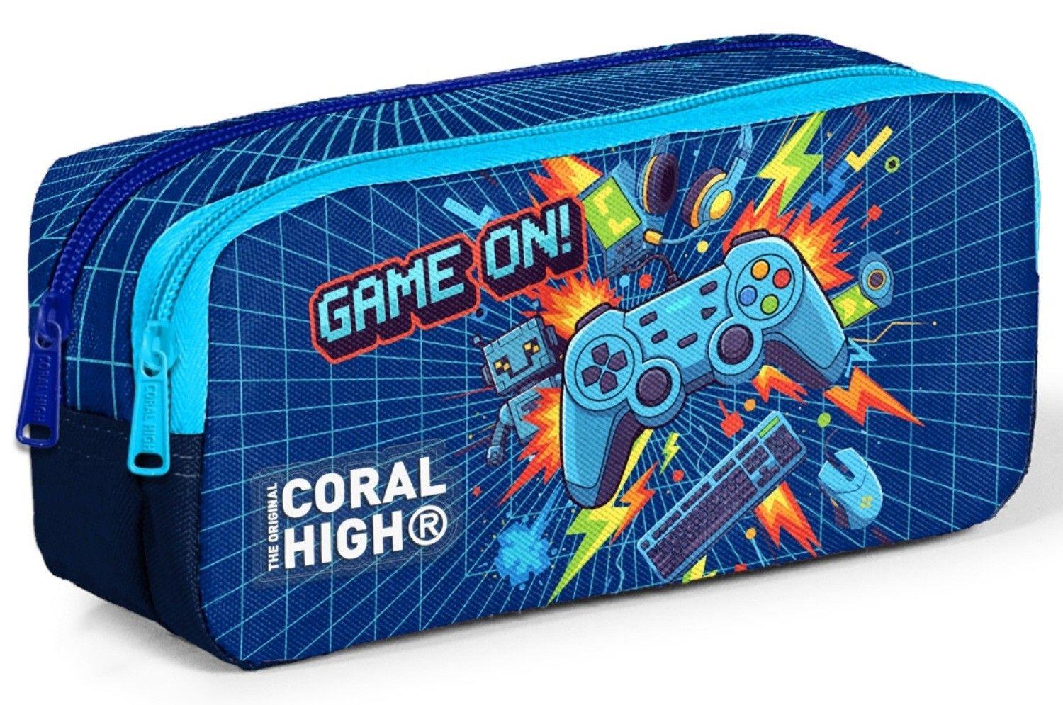 Coral High Erkek Çocuk Lacivert Turuncu Joystick Baskılı İki Bölmeli Kalem Çantası/Kalemlik 31051