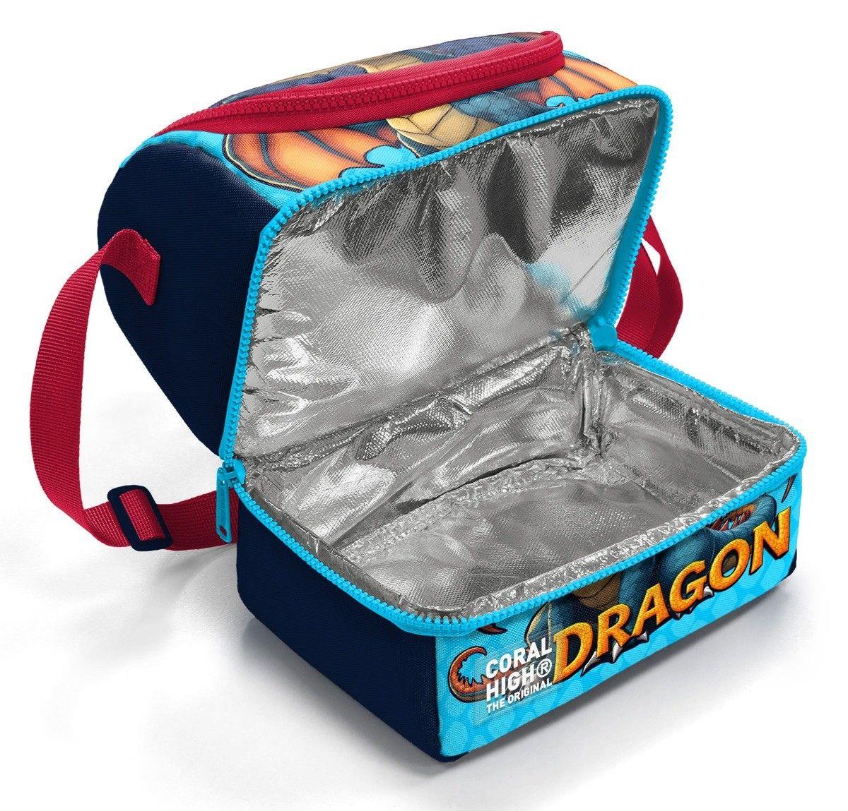 Coral High Erkek Çocuk Mavi Sarı Dragon Desenli İki Katlı Okul Beslenme Çantası 37206