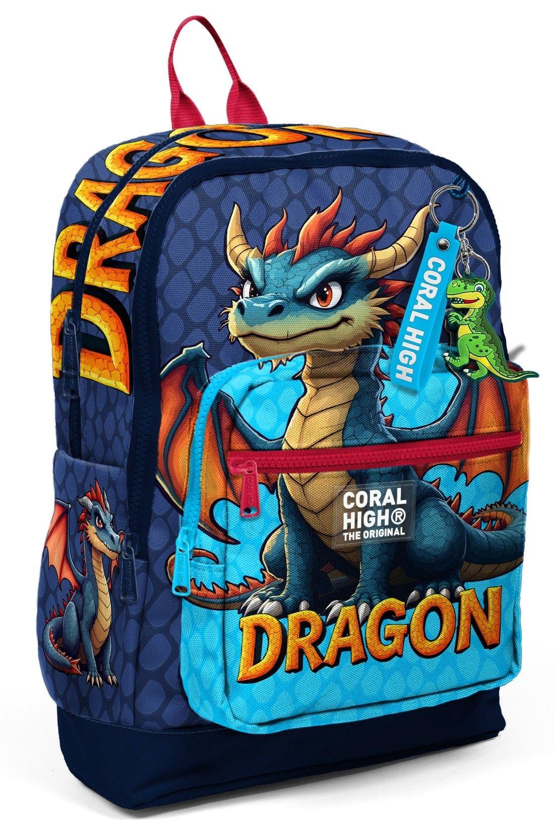 Coral High Erkek Çocuk Mavi Sarı Dragon Desenli İlkokul Sırt Çantası (Dört Bölme) 33213