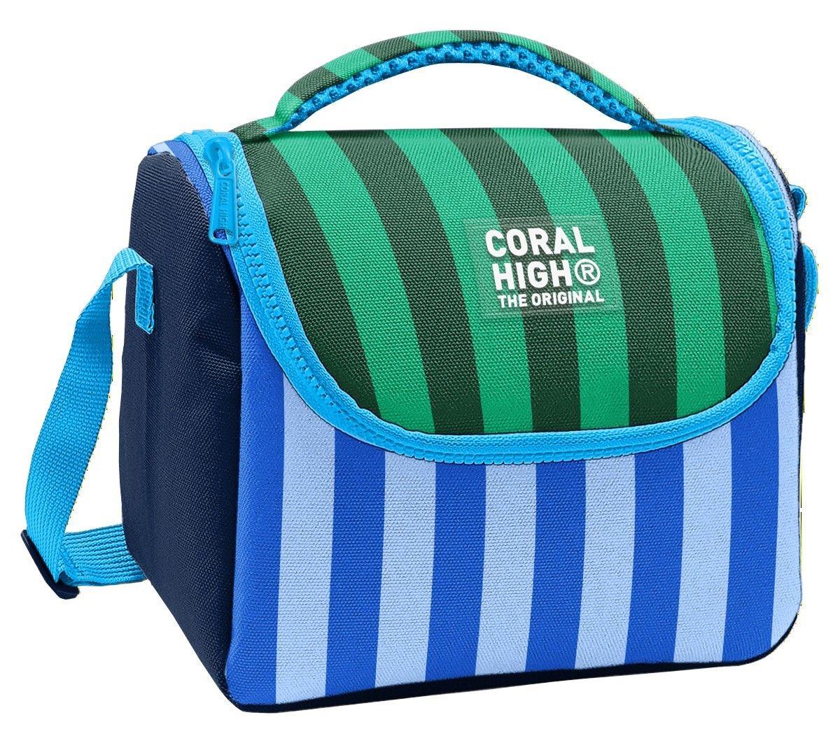 Coral High Erkek Çocuk Mavi Yeşil Çizgi Desenli Isı Yalıtımlı Beslenme Çantası 37111