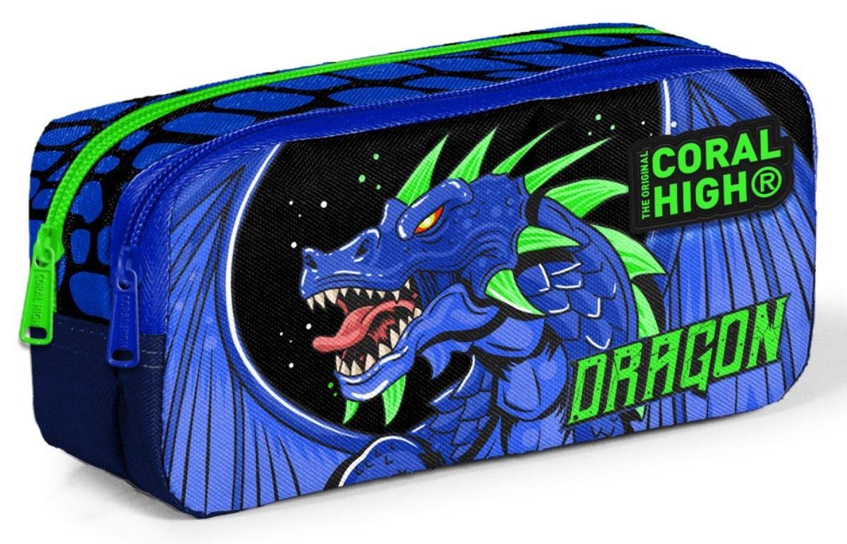 Coral High Erkek Çocuk Mavi Yeşil Dragon Üçlü İlkokul Okul Çanta Seti