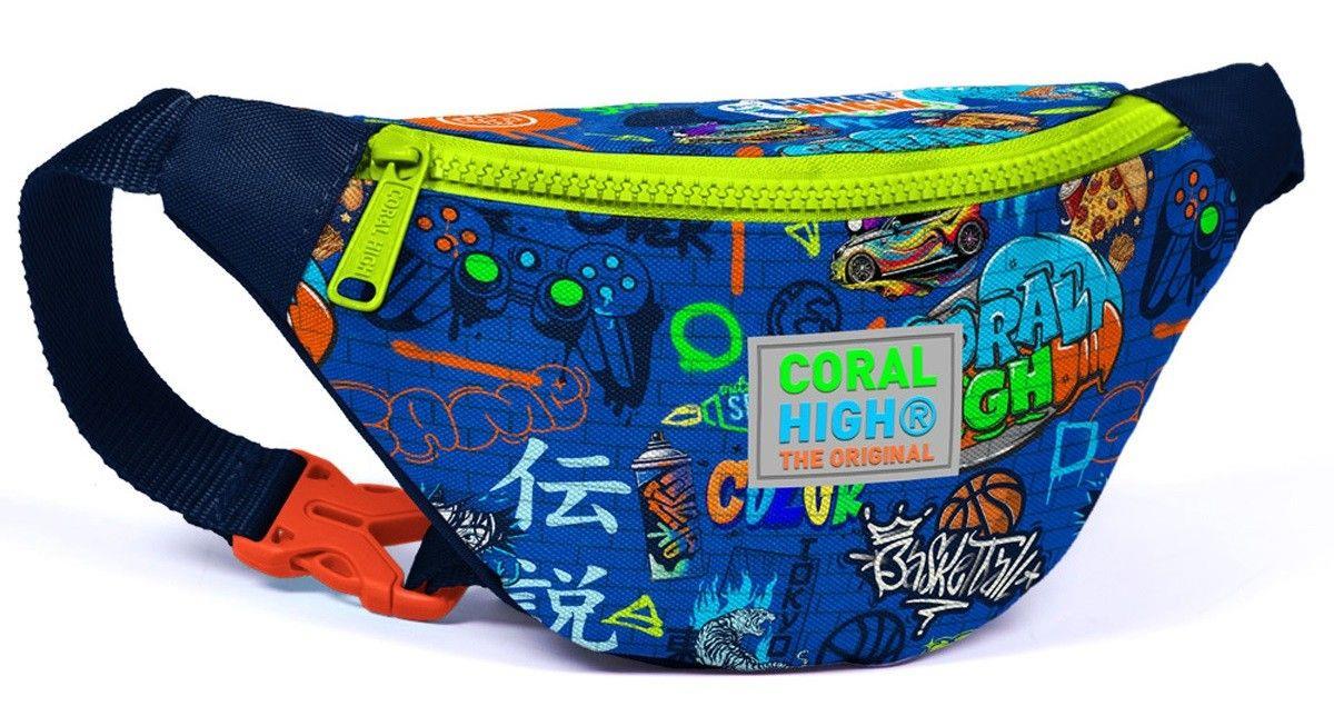 Coral High Erkek Çocuk Saks Grafiti Desenli İlkokul Okul Çanta Seti ve Bel Çantası
