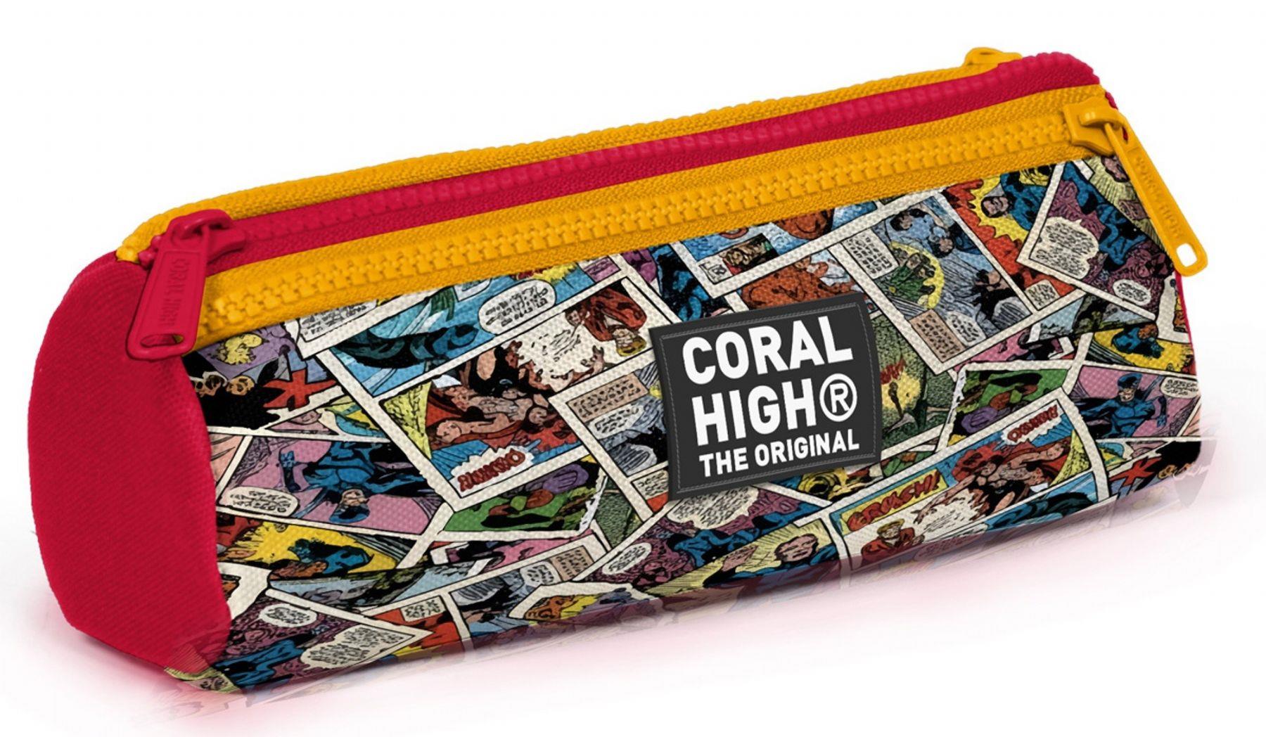 Coral High Erkek Çocuk Sarı Çizgi Roman Desenli Üç Gözlü Okul Kalem Çantası 31015