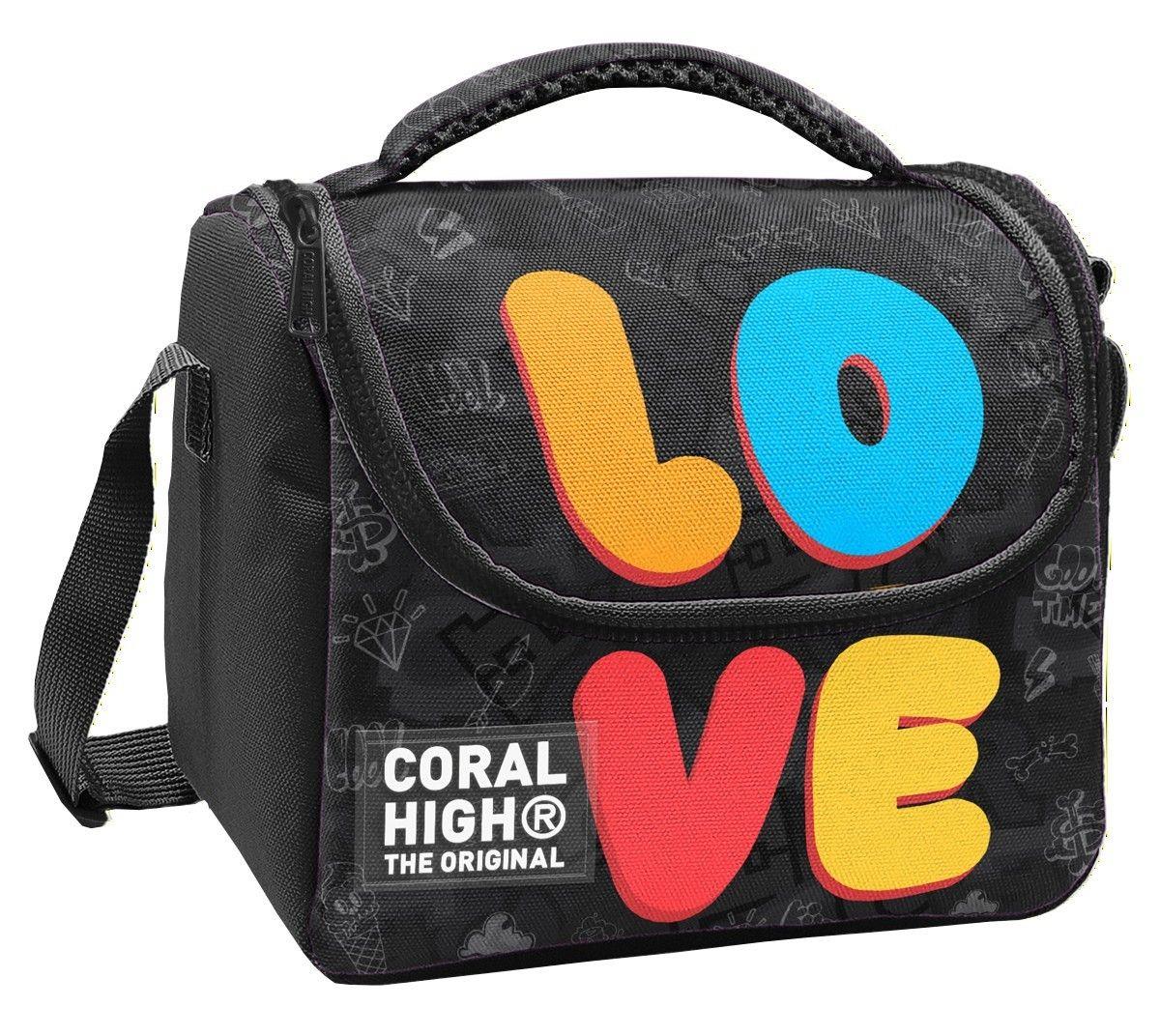 Coral High Erkek Çocuk Siyah Çok Renkli Love Baskılı Isı Yalıtımlı Beslenme Çantası 37130