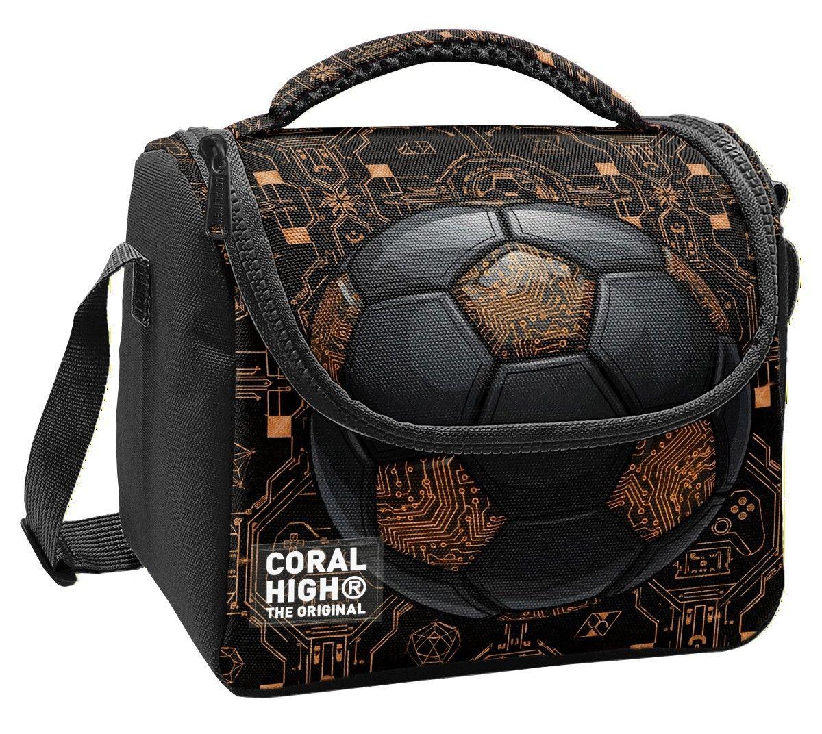 Coral High Erkek Çocuk Siyah Kahverengi Futbol Topu Baskılı Isı Yalıtımlı Beslenme Çantası 37117