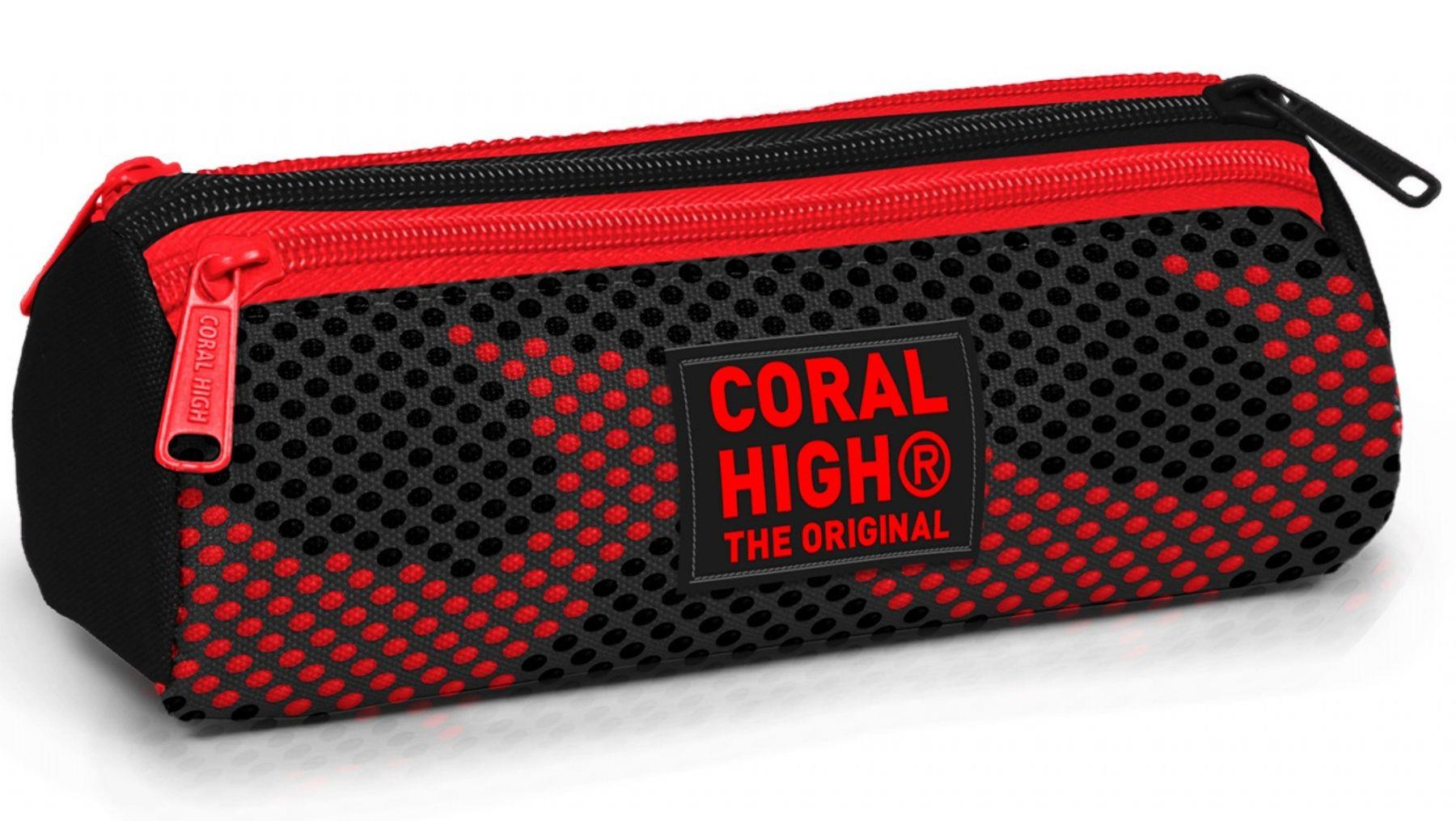 Coral High Erkek Çocuk Siyah Kırmızı Nokta Desenli Üç Gözlü Okul Kalem Çantası 31033