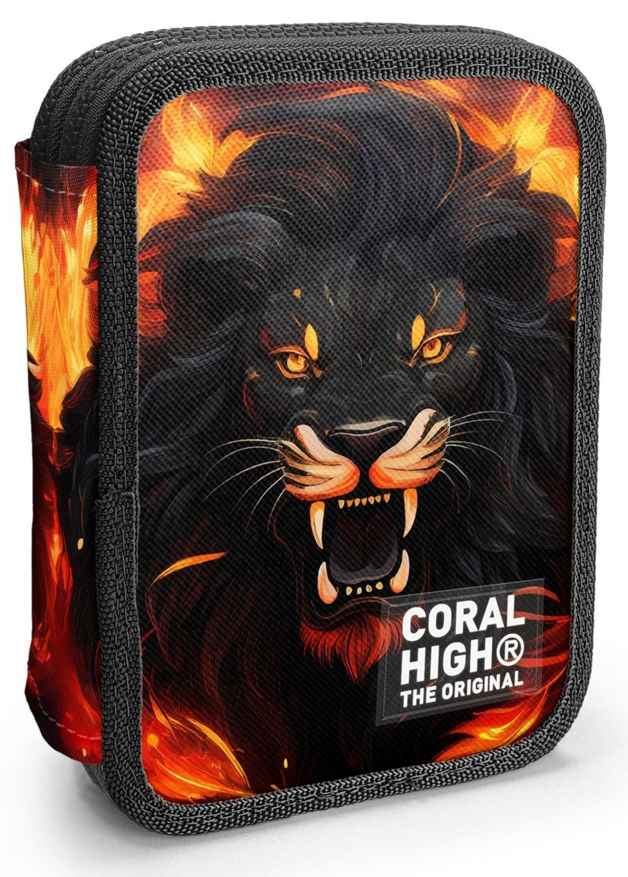 Coral High Erkek Çocuk Siyah Kükreyen Aslan Baskılı Katlı Organizer Kalemlik (Kalem Kutusu) 31117