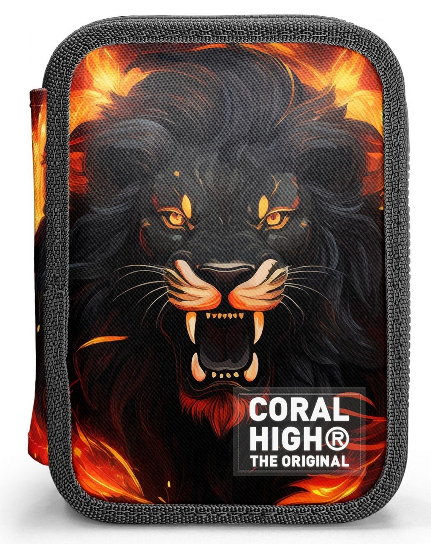 Coral High Erkek Çocuk Siyah Kükreyen Aslan Baskılı Katlı Organizer Kalemlik (Kalem Kutusu) 31117